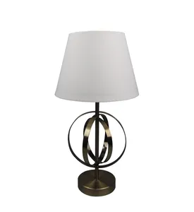 Modern Fabric Shaded Table Lamp Ring Metal Base With White Fabric Shade For Living Room Office Bedroom Decorative Lighting