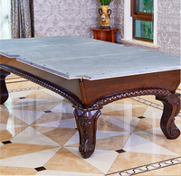 BOJAZND Geschnitzter Massivholz-Poolbillardtisch mit Hochwertiger Naturschiefer-Platte, Echtem Lederbezug, 9 Fuß, Modernes Design
