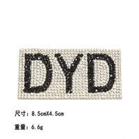 Patch thermocollant rectangulaire en strass à motif alphabet pour vêtements, bagages, chaussures, chapeaux et accessoires de décoration