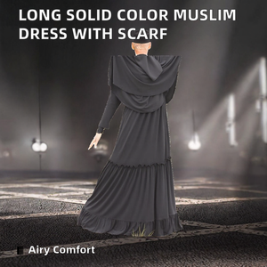 Breathable Long Sleeve Muslim <b>Abaya</b> Dress with Hijab Scarf Modest <b>Prayer</b> Robe for Women Ramadan Eid - Product Image 2