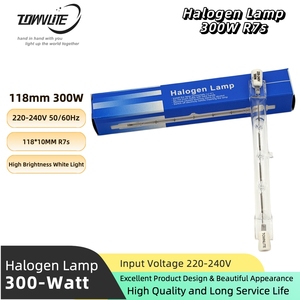 Lampe <span class=keywords><strong>halogène</strong></span> R7S à haute luminosité, blanc froid, <span class=keywords><strong>300W</strong></span>, 118mm, <span class=keywords><strong>tube</strong></span> en quartz 220-240V pour éclairage de studio et de construction, OEM - Product Image 1
