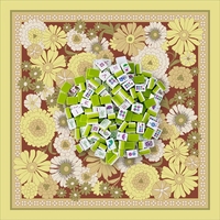 Tapis de jeu de mahjong américain gravé 4 couches, 30 mm (1-3/16 po), 160 tuiles, poids lourd, vert lime nacré, motif floral prairie d'automne