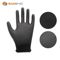 Sarung tangan kerja PU dilapisi poliester/nilon Liner dengan PU dilapisi pada telapak tangan atau jari Putih Hitam abu-abu sarung tangan taman