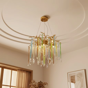 Moderne luxe villa hotel woonkamer hanglamp glazen ijspegel design interieurdecoratie messing kroonluchter hanglamp - Product Image 2
