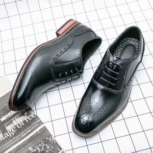 Chaussures habillées pour hommes de style britannique, en cuir véritable, à enfiler, chaussures habillées formelles, première couche de cuir de vache, chaussures de marié augmentant la taille - Product Image 5