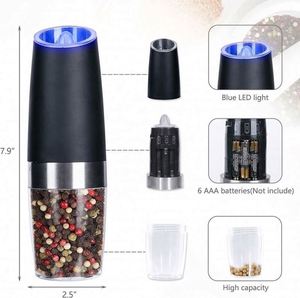 Black <b>Pepper</b> Mill <b>Grinder</b> Set Spice Jar Automatic Electric Lithium Battery Gravity Salt and <b>Pepper</b> <b>Grinder</b> with Blue Light - Product Image 5