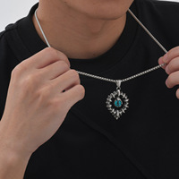 Collier Pendentif Vintage en Acier Inoxydable Plaqué Or, Étanche, Forme Flèche et Papillon Turquoise, Chaîne à Maillons d'Eau Douce - Chrétien