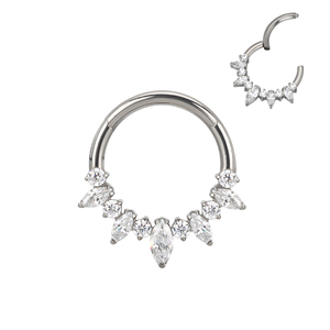 Usine De Mode G23 Titane Marquise CZ Alternate Segment Hoop Anneau Zircon Nez Clicker Piercing Bijoux-Enfants En Gros - Product Image 4