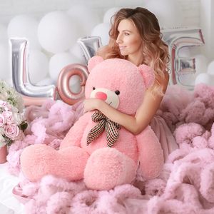 Oso de peluche gigante rosa, peluche supersuave, relleno de algodón PP para aliviar el estrés para Baby Shower, niños, novias - Product Image 1
