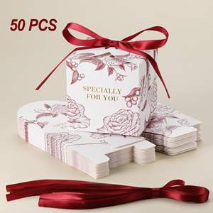 กล่องกระดาษคราฟท์สีแดงหวานพร้อมริบบิ้นกระดาษตกแต่ง<span class=keywords><strong>แฟนซี</strong></span>สำหรับบรรจุภัณฑ์ช็อคโกแลตและน้ำตาลสำหรับงานแต่งงาน - Product Image 6