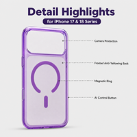 Funda para Teléfono con Botón de Control AI para iPhone 18 17 Pro Max, Parte Trasera de PC Esmerilada, Marco de TPU, Antiamarilleo, Antigolpes, Venta al por Mayor OEM
