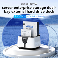 Docking Station Esterna USB 3.0 a Doppio Alloggiamento per HDD/SSD SATA con Funzione Clone Offline UASP 6Gbps, Supporta fino a 40TB