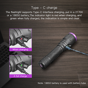 Mới Nhất Nichia 5W 365nm UV Ánh Sáng Torch Đen Gương USB Có Thể Sạc Lại Đèn Pin Với 21700 Pin Mới Phát Hành - Product Image 4