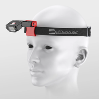 Mini Linterna Frontal LED Recargable USB con Clip para Gorra, Inducción de Ondas, Advertencia Roja, Ajuste de 90 Grados