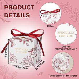 กล่องกระดาษคราฟท์สีแดงหวานพร้อมริบบิ้นกระดาษตกแต่ง<span class=keywords><strong>แฟนซี</strong></span>สำหรับบรรจุภัณฑ์ช็อคโกแลตและน้ำตาลสำหรับงานแต่งงาน - Product Image 2