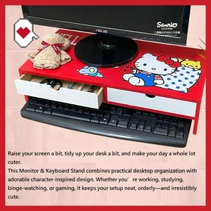 Dual-Drawer <b>Desktop</b> Organizer <b>Desktop</b> Monitor Stand <b>Riser</b> Wood Monitor <b>Riser</b> With Storage - Product Image 5