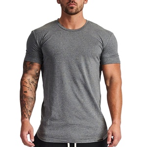 ขายส่งพื้นฐานพิมพ์หน้าจอเสื้อยืดผ้าฝ้าย95% 5% อีลาสเทนเสื้อยืดโค้ง Hem - Product Image 1