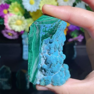 Torre de Piedras Preciosas Naturales en Bruto de Fábrica: <span class=keywords><strong>Crisocola</strong></span> con Punta de Malaquita, Espécimen de Varita de Cristal para Decoración Feng Shui - Product Image 4