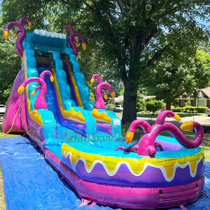 Wholesale <b>large</b> outdoor kids bounce house with pool 20ft <b>inflatable</b> whimsical water slide commercial - Product Image 2