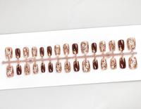 30 faux ongles en ABS, couleur rouge et violet, effet œil de chat, forme amande courte, haute qualité, à presser, couvrance totale