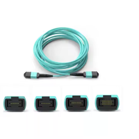 MPO kabel MTP 12 Core 24 Core wanita, kabel Patch bagasi serat optik OM3 OM4 Multimode 3.0mm 2.0mm tipe LSZH