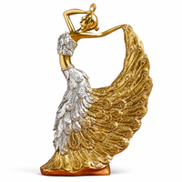 Élégante figurine en résine Danseuse Païquée, sculpture de plumes dorées et argentées, statue de luxe moderne, décoration de table pour la maison et le bureau, cadeau