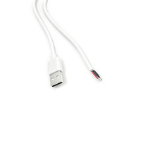Cable USB 2.0 de grado médico, blanco, TPE, de 2 m, con conector macho a cable estañado abierto, OD3.5, 4 núcleos, blindado, para alimentación USB, corriente de 1A