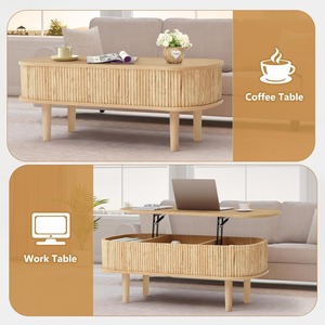Cross-border best-selling wooden coffee <b>table</b>, simple height-adjustable <b>folding</b> coffee <b>table</b>, floor-standing minimalist style - Product Image 5