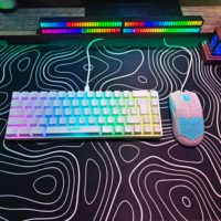 Ensemble clavier et souris de jeu filaire compact HXSJ, rétroéclairage RVB, mini clavier 68 touches et souris optique pour ordinateur portable, ordinateur de bureau, Mac