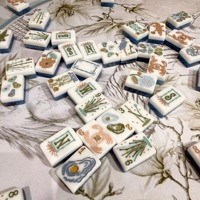 Juego de Mahjong Americano con Patrón de Playa y Océano, de Lujo, con Fichas Acrílicas de Dos Capas, Talladas a Mano, Tablero Plegable y Portátil