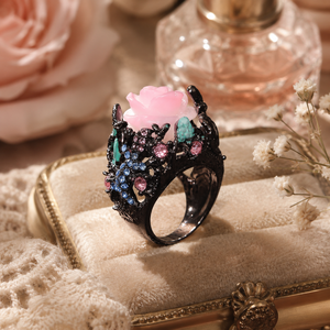 Anello Creativo Vintage con Motivo di Rose e Peonie Colorate, Anello a Forma di Lucertola - Product Image 6