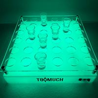 Plateau de service VIP lumineux en acrylique rechargeable pour verres à shot, 36 verres colorés, présentoir pour bar