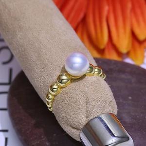 10322DIY <b>Pearl</b> Accessories S925 Silver <b>Ring</b> Simple and Trendy 8-10mm Round Beads Inlay Empty Stand Jewelry - Product Image 2