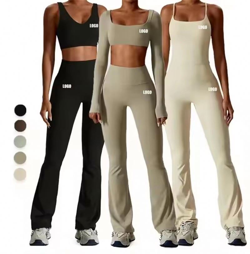 Fitness Leggings Mid Waist Seamless Long Sleeve 2 Piece Yoga Set Activewear Solid Workout Outfit Gym Fitness Sets for Women