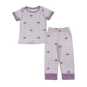 Ensemble de vêtements pour bébé garçon BSPO0630, boutique personnalisée, imprimé en forme de beignets à carreaux violets, tenues d'automne et de printemps, vente en gros, ensemble de Mardi Gras - Product Image 1