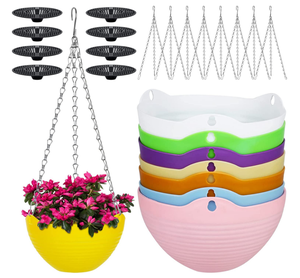 Panier en plastique suspendu de différentes tailles Pots de plantes en <span class=keywords><strong>suspension</strong></span> légers Fournisseur de pots de jardinière ronds pour balcon Jardinières suspendues - Product Image 5