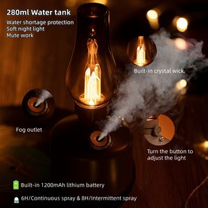 Humidificateur à brume fraîche Ce Rohs Fcc 280Ml Usb Ultrasonique Sans fil Rechargeable Portable Lampe rétro Humidificateur pour la maison Chambre à coucher - Product Image 5