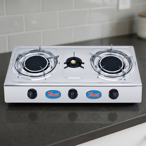 Estufa de gas de acero inoxidable de 3 quemadores con quemador infrarrojo, control por perilla, encendido piezoeléctrico, de sobremesa, para el hogar. - Product Image 3