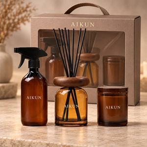 Aikun – Nouveau diffuseur de parfum en verre rond avec poignée, impression dorée, 150 ml, toutes senteurs, longue durée, faible MOQ, réponse rapide, pour e-commerce - Product Image 2
