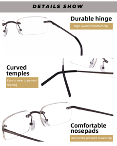 Gafas ligeras de aleación de PC <span class=keywords><strong>para</strong></span> hombre, <span class=keywords><strong>lentes</strong></span> de espejo sin montura azul, accesorio <span class=keywords><strong>para</strong></span> <span class=keywords><strong>caballero</strong></span>, verde, rojo, moda <span class=keywords><strong>para</strong></span> exteriores, 2025 - Product Image 4