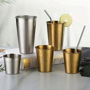 Tasses en acier inoxydable doré personnalisées avec logo, 300 ml, isolées, en acier 304, pour bière, tasses de voyage en métal, vente en gros - Product Image 1