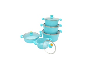 Tùy chỉnh sang trọng nhôm đồ dùng nhà bếp bằng đá cẩm thạch tráng đôi tai xử lý stockpot - Product Image 5