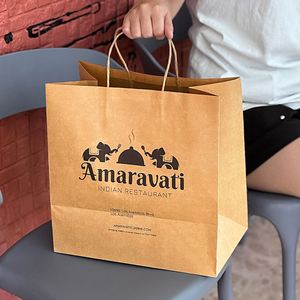 ปรับแต่งโลโก้ ถุงกระดาษหลายชั้นพร้อมหูหิ้ว ถุงใส่อาหารร้านอาหาร ถุงกระดาษคราฟท์สีน้ำตาลสำหรับส่งอาหารกลับบ้าน - Product Image 1