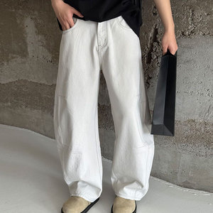 Pantalones Cargo Holgados de Lujo para Hombre, Jeans Elásticos de Algodón Blancos, Lavado Medio, Tejido de Alta Calidad Lulu Tech, Personalizados - Product Image 1