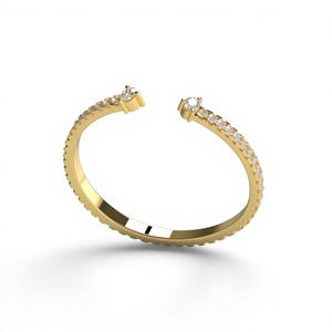 Minimalist 18K Gold Plated Open <b>Ring</b> Micro Pave Round Diamond Band Asymmetric <b>Stacking</b> Cuff <b>Ring</b> Adjustable Women Bridal Jewelry - Product Image 1
