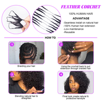 Extensions de cheveux brésiliens bouclés crépus 12A Remy, plumes à crocheter pré-bouclées, tresses sans nœuds, boucles birmanes pour femmes, directement de l'usine