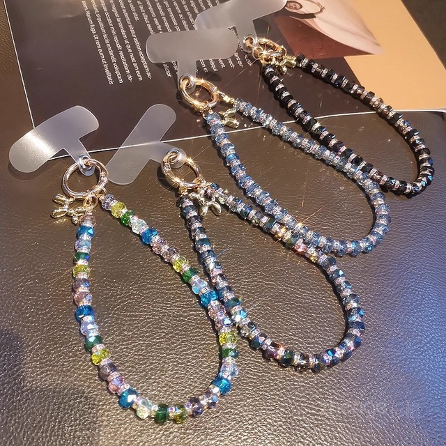 HP005 Colorful Crystal Beads and Diamond Mobile Phone Chain Bracelet