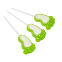 Sucettes personnalisées en gros en forme de pied de personnage de dessin animé, bonbons durs aromatisés aux fruits