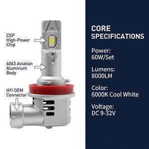 Ampoules de phares LED S2P H11 H8 H7 H4 H1, luminosité 500 % supérieure, 6500 K, phares LED de voiture avec ventilateur de refroidissement Canbus pour BMW pour Vios - Product Image 4