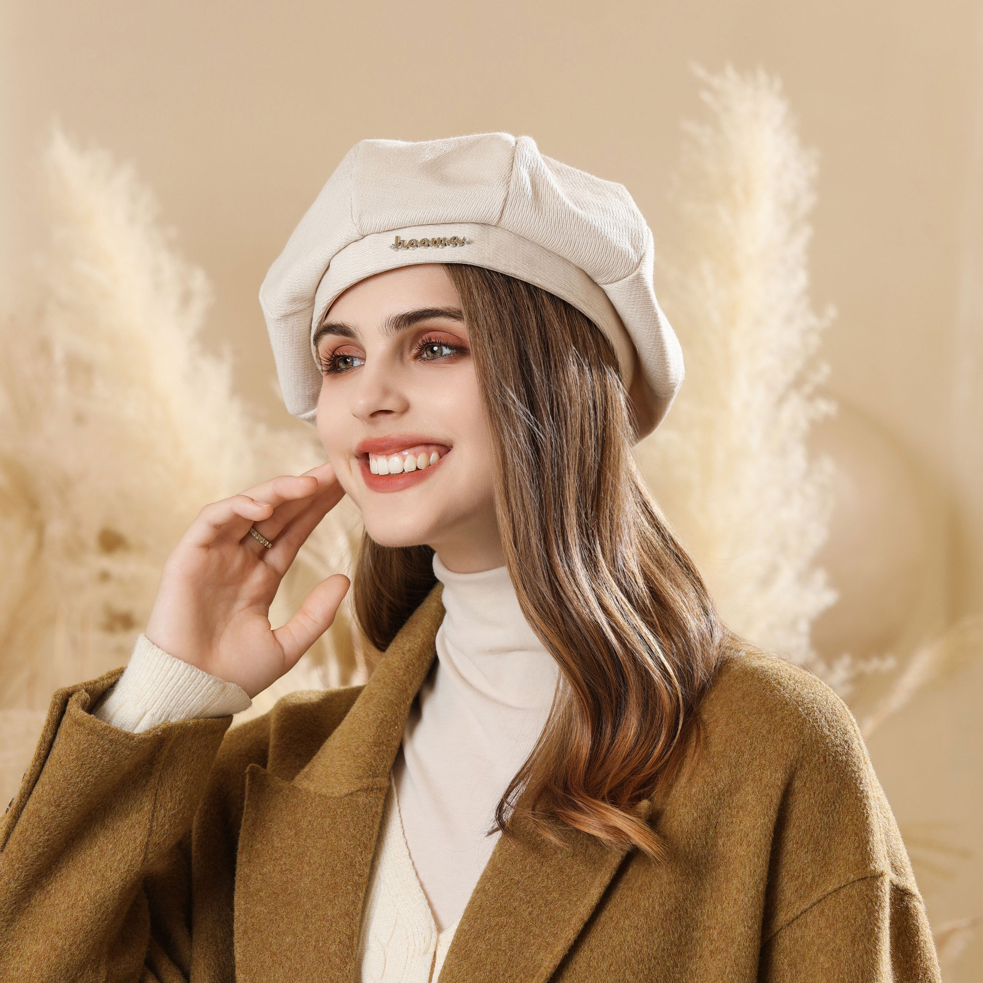 Women\'s French Wool Hats Fashion Solid Color Ladies Beret Caps Beige Bon Chic main image 2